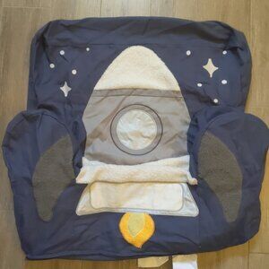 Pottery Barn Kids Anywhere slipCover Things That Go Rocket Ship Blue mono remove